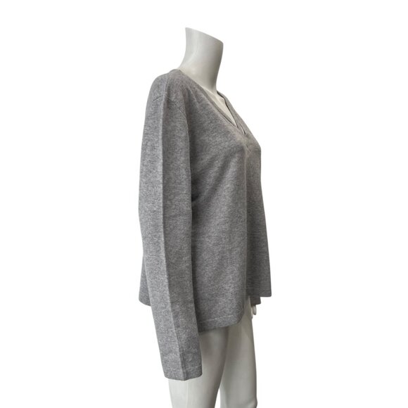 $595 St. John Gray Cashmere Cut-Out V-Neck Pullover size XL - Picture 4 of 9